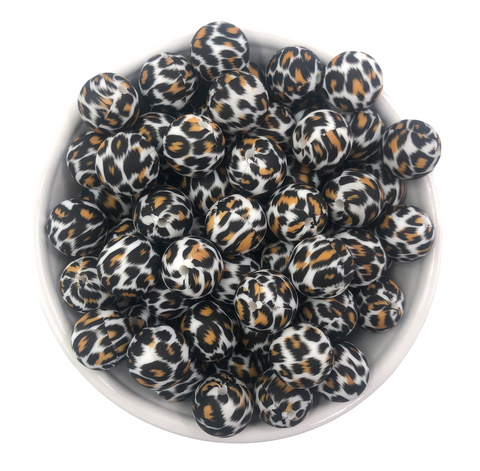15mm Cheetah Silicone Beads