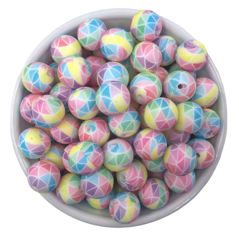 15mm Pastel Triangle Geometric Silicone Beads