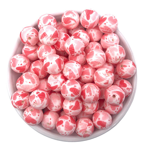 15mm Red Heart Silicone Beads