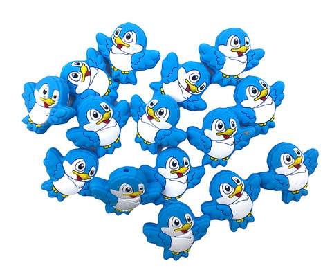 Sky Blue Bird Silicone Beads