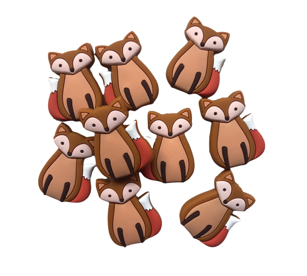 Brown Fox Silicone Beads