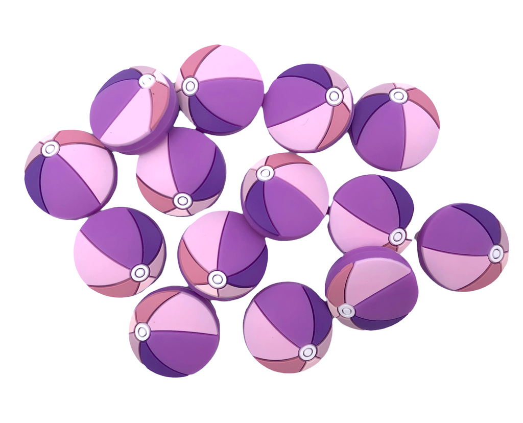 Purple Beach Ball Silicone Beads