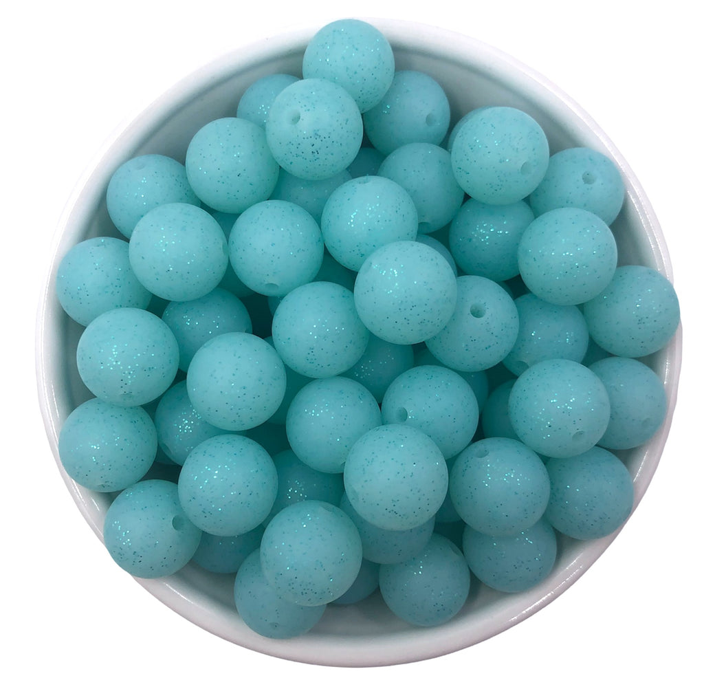 20mm Aqua Blue Glitter Acrylic Beads – USA Silicone Bead Supply Princess  Bead Supply