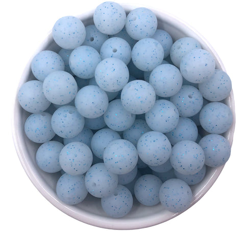 Blue Glitter Silicone Beads