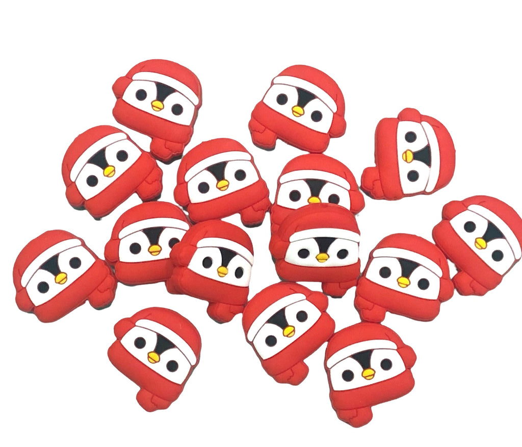 Christmas Penguin Silicone Focal Beads