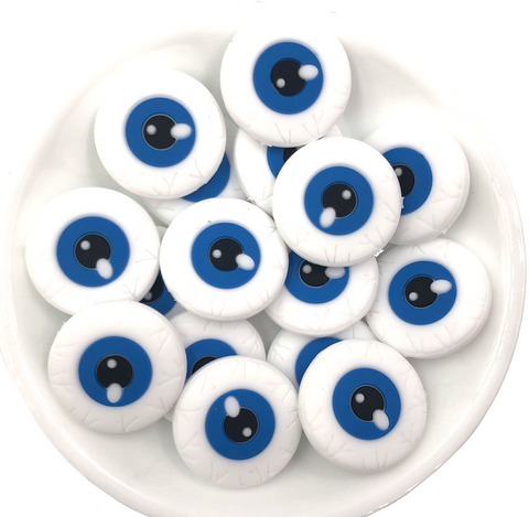Blue Eyeball Silicone Beads