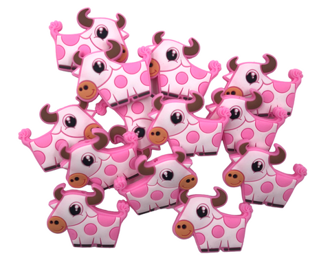 Pink Cow Silicone Beads