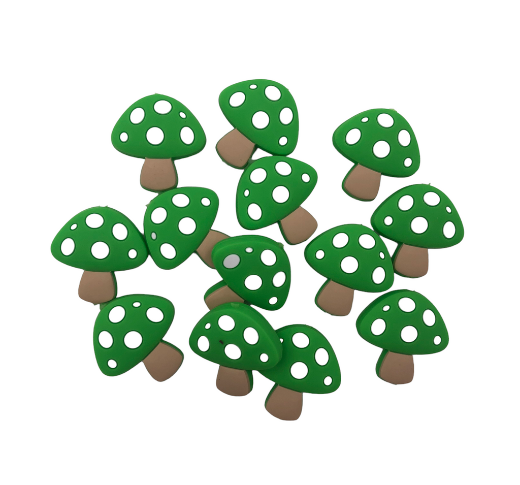 Mushroom Silicone Beads--Green
