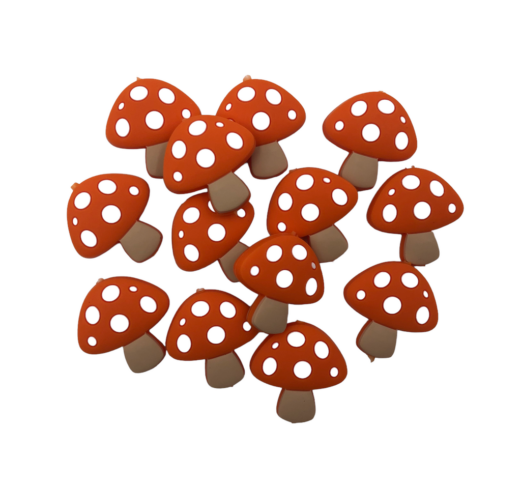 Mushroom Silicone Beads--Orange