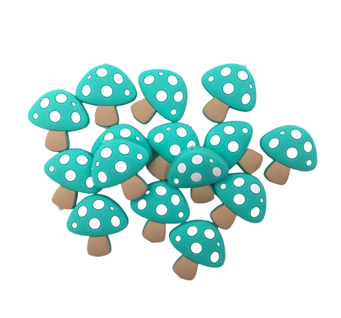 Mushroom Silicone Beads--Turquoise