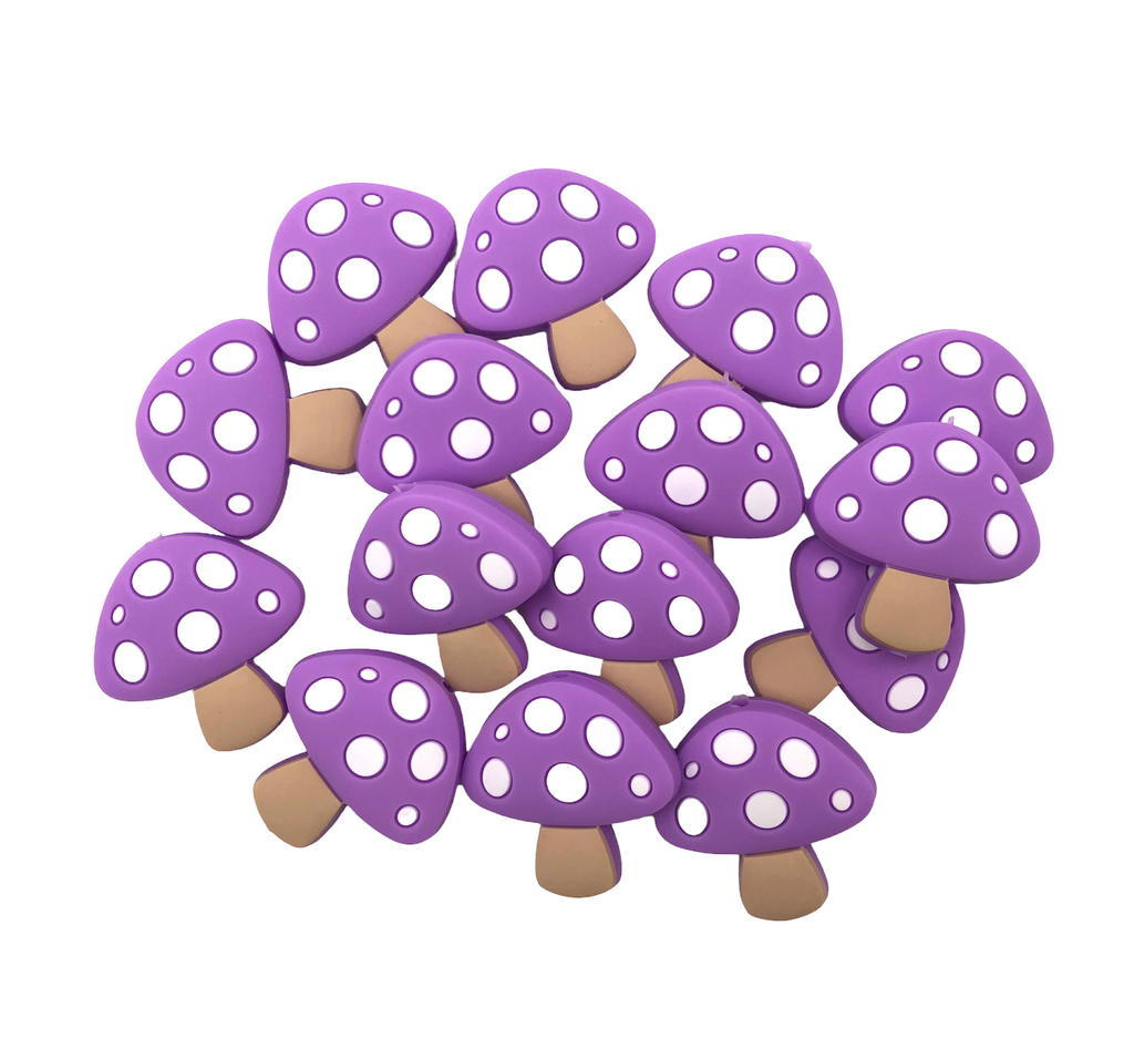 Mushroom Silicone Beads--Purple