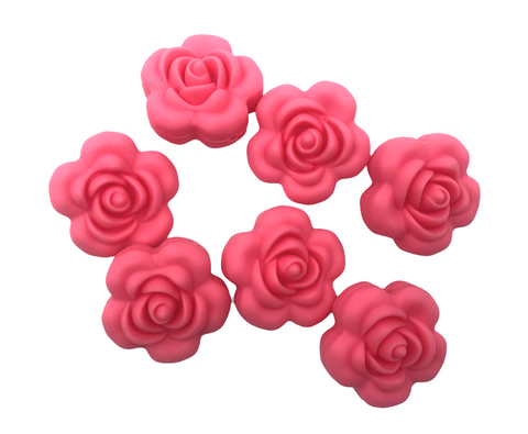 SALE--30mm Pink Flower Silicone Beads