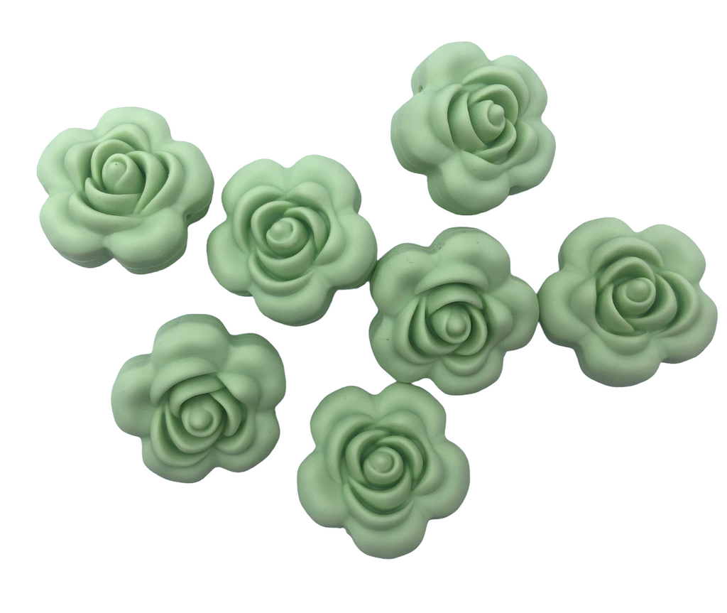 SALE--30mm Light Green Flower Silicone Beads