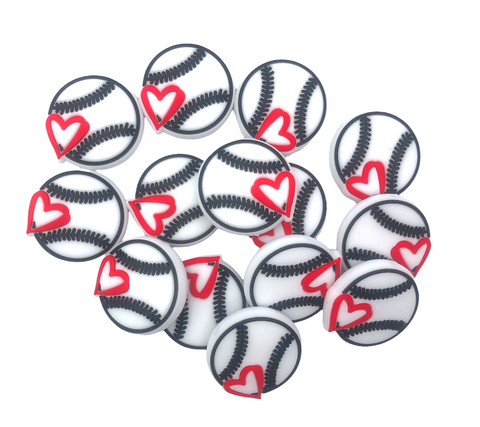 Love Baseball Silicone Beads