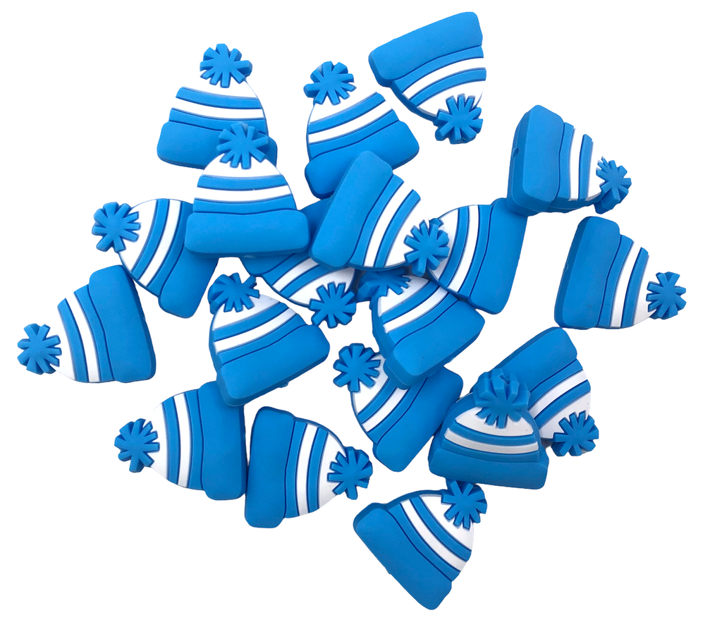 Sky Blue Winter Hat Silicone Focal Beads