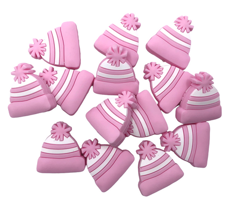 Baby Pink Winter Hat Silicone Focal Beads