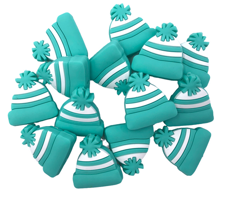 Light Turquoise Winter Hat Silicone Focal Beads