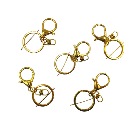 30mm Gold Swivel Key Ring and Clip--keychain