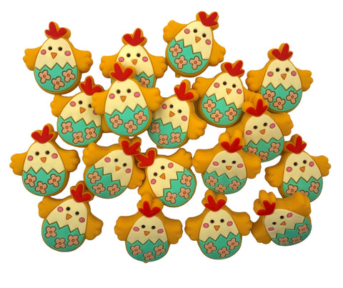 Easter Chick Silicone Beads--Green