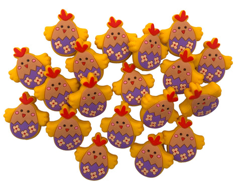 Easter Chick Silicone Beads--Purple