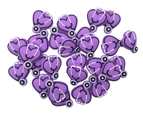 Purple Heart Stethoscope Silicone Beads