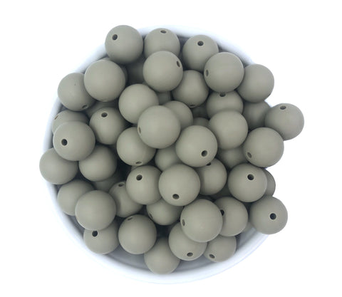 15mm Sage Gray Silicone Beads