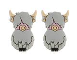Light Gray Highland Cow Silicone Beads