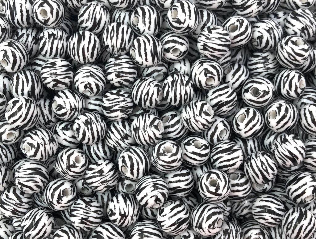 12mm White Tiger Acrylic Beads