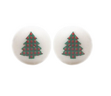 Green Christmas Tree Printed Silicone Beads--15mm