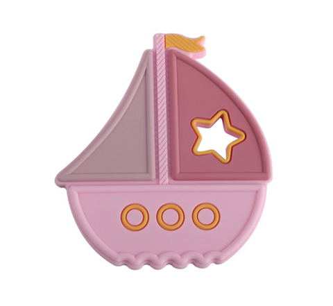 Pink Sailboat Silicone Teether