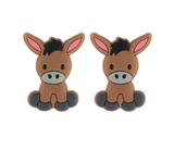 Donkey Silicone Focal Beads--Brown