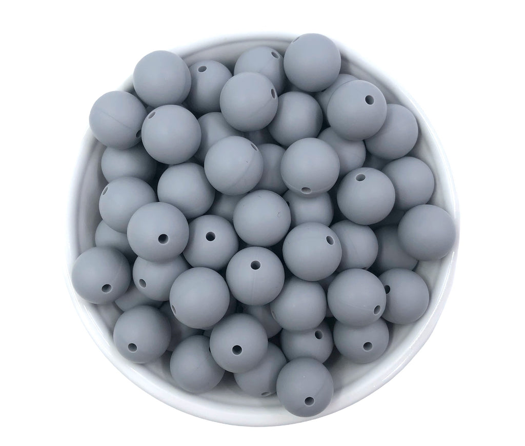 19mm Stone Gray Silicone Beads