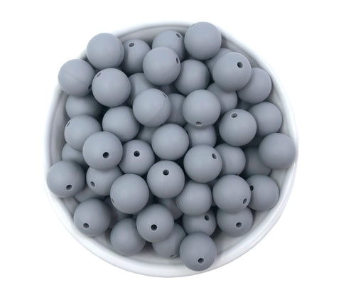 15mm Stone Gray Silicone Beads