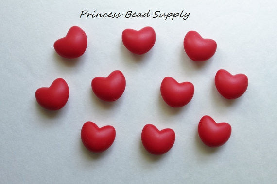 Red Heart Silicone Beads