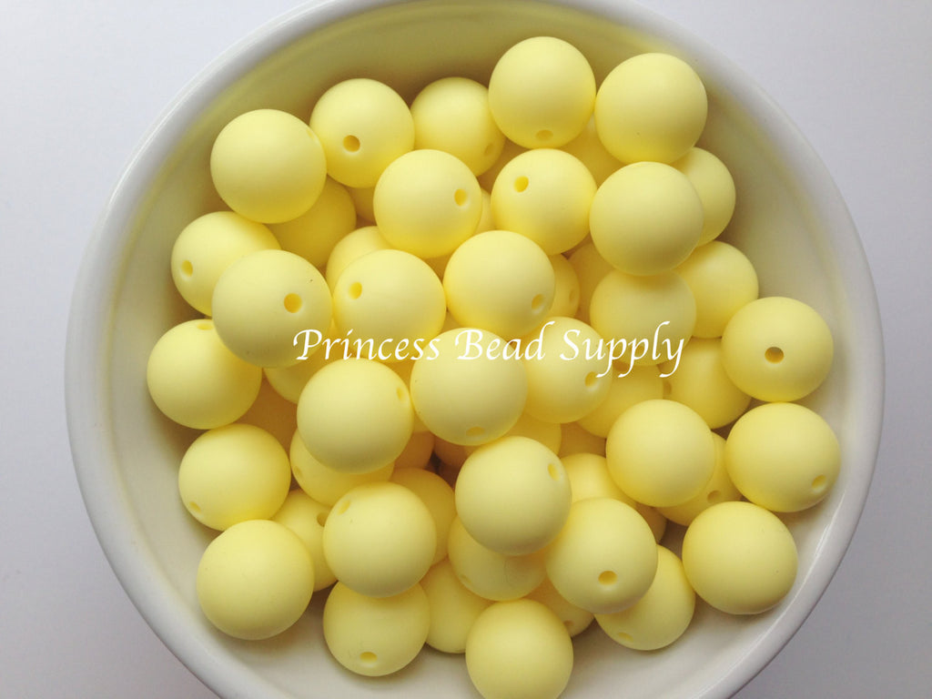 15mm Light Yellow Silicone Beads