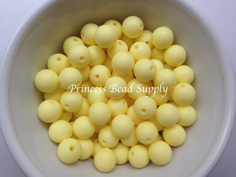 12mm Light Yellow Silicone Beads
