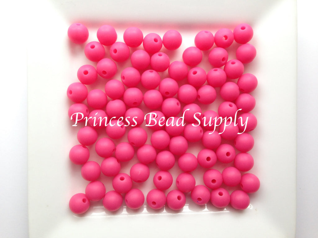 9mm Light Hot Pink Silicone Beads