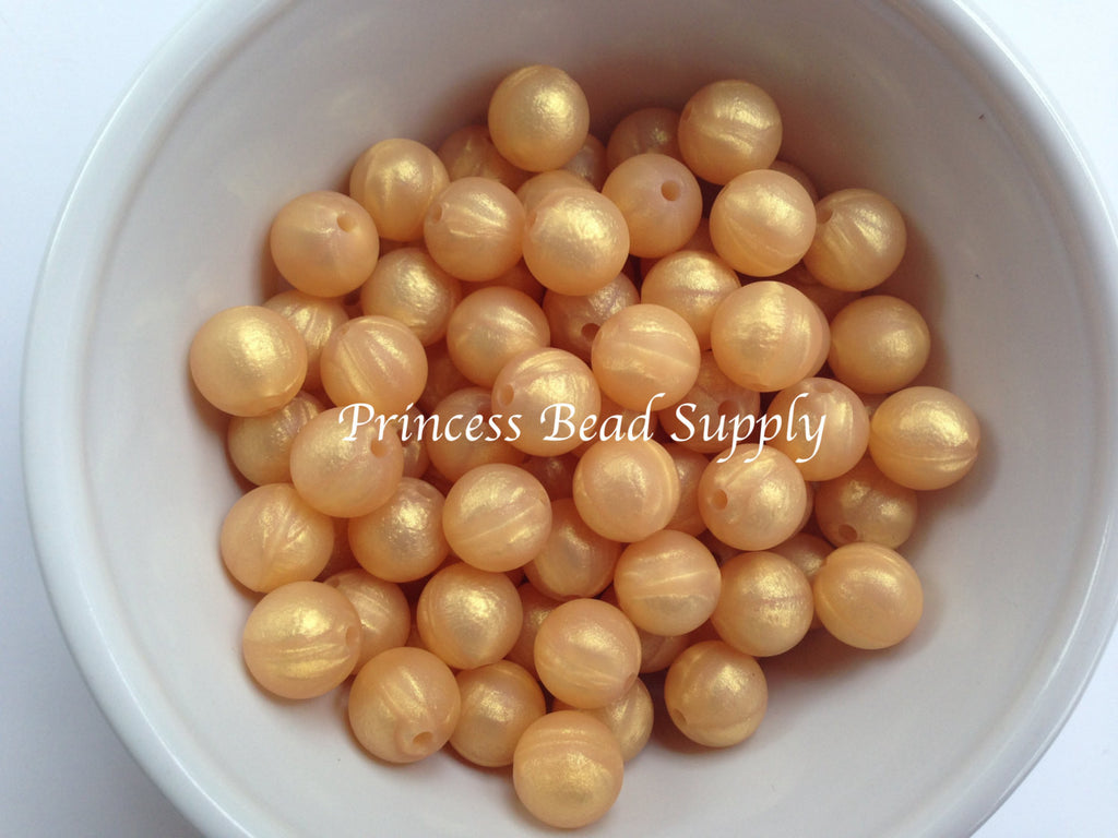 12mm Metallic Gold Silicone Beads