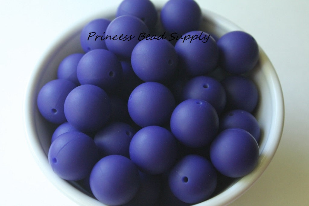 19mm Navy Blue Silicone Beads