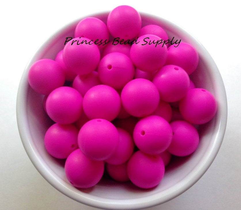 19mm Hot Pink Silicone Beads