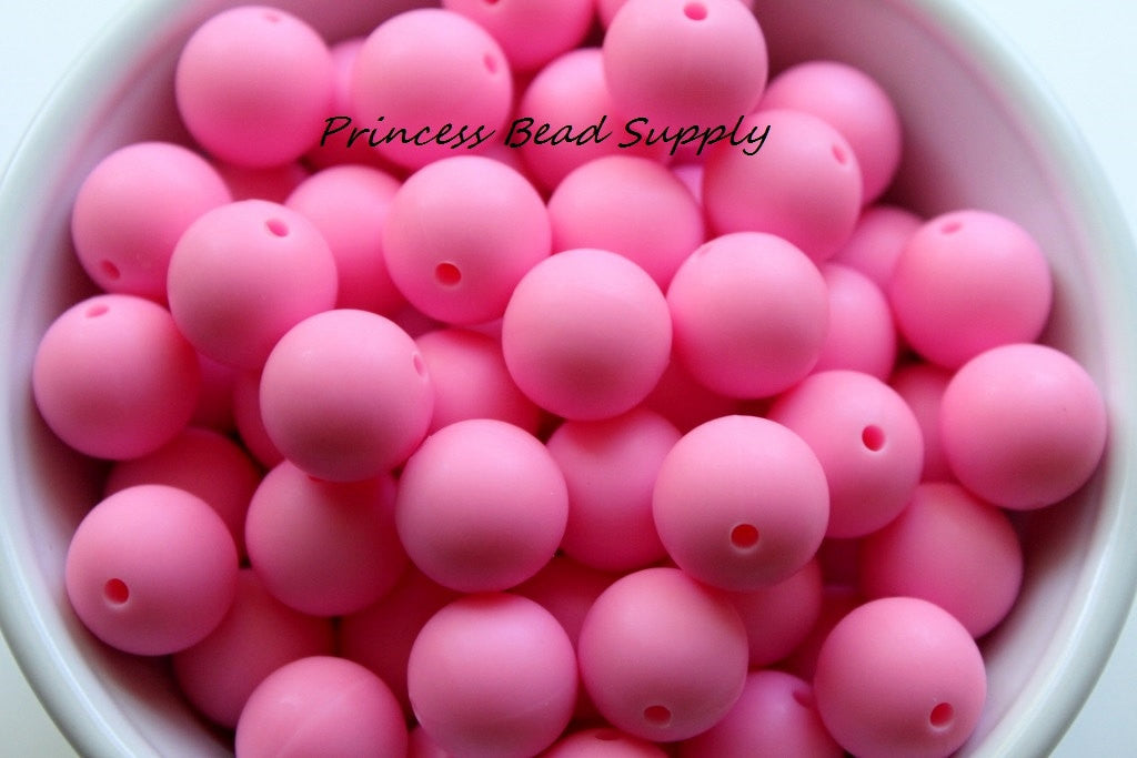 15mm Pink Silicone Beads