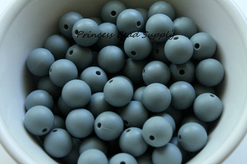 12mm Gray Silicone Beads