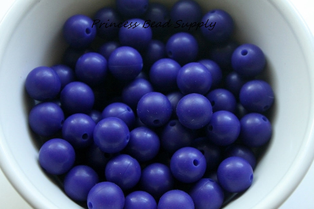 12mm Navy Blue Silicone Beads