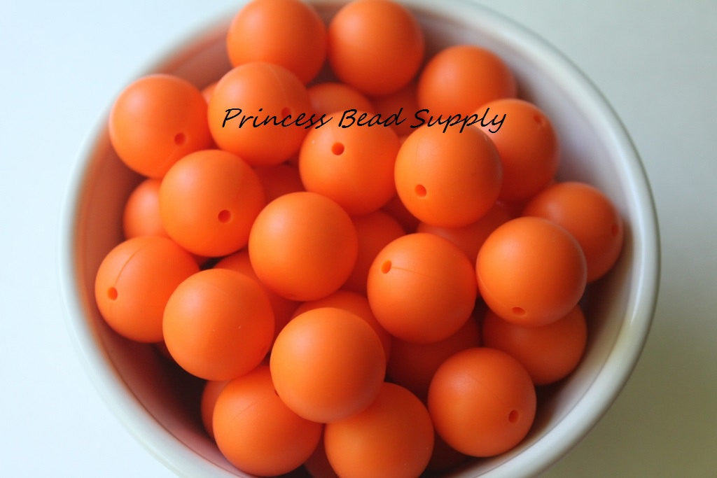 19mm Orange Silicone Beads