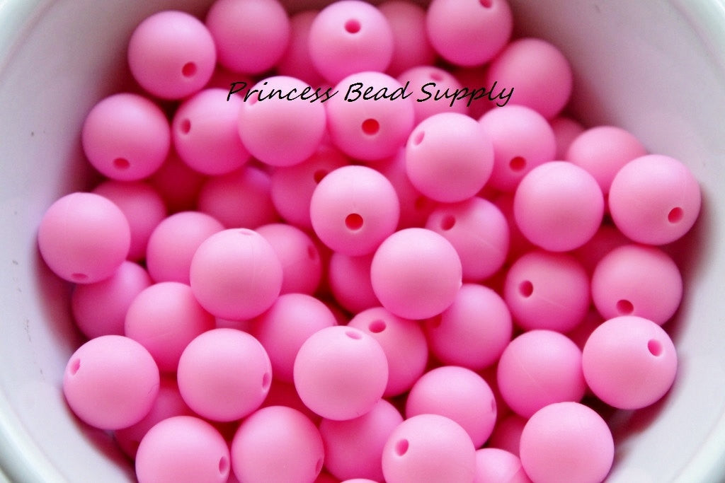 12mm Pink Silicone Beads