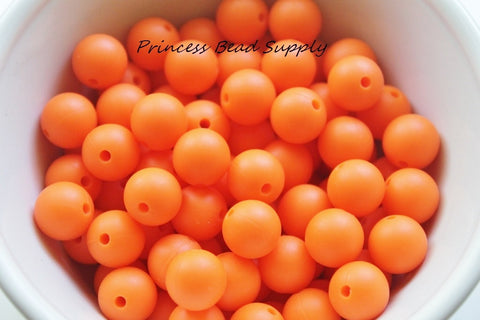 12mm Orange Silicone Beads
