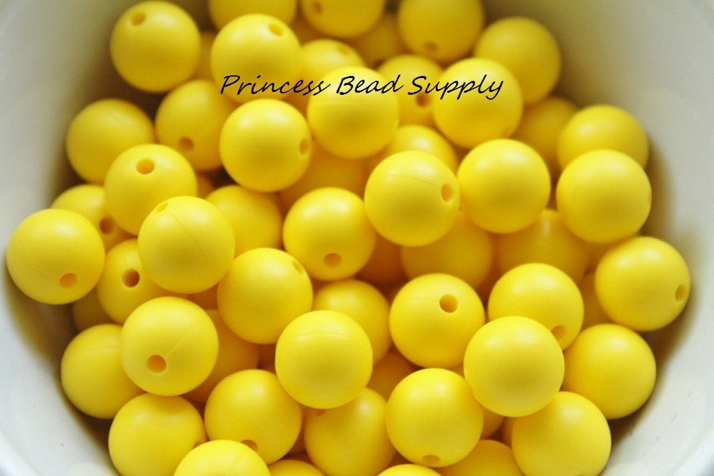 12mm Yellow Silicone Beads