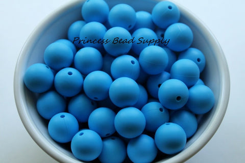 15mm Sky Blue Silicone Beads