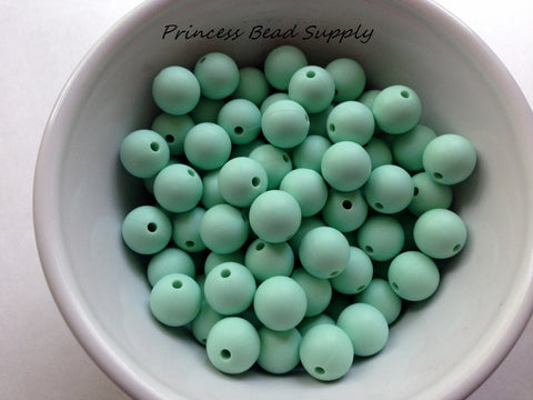 12mm Mint Silicone Beads