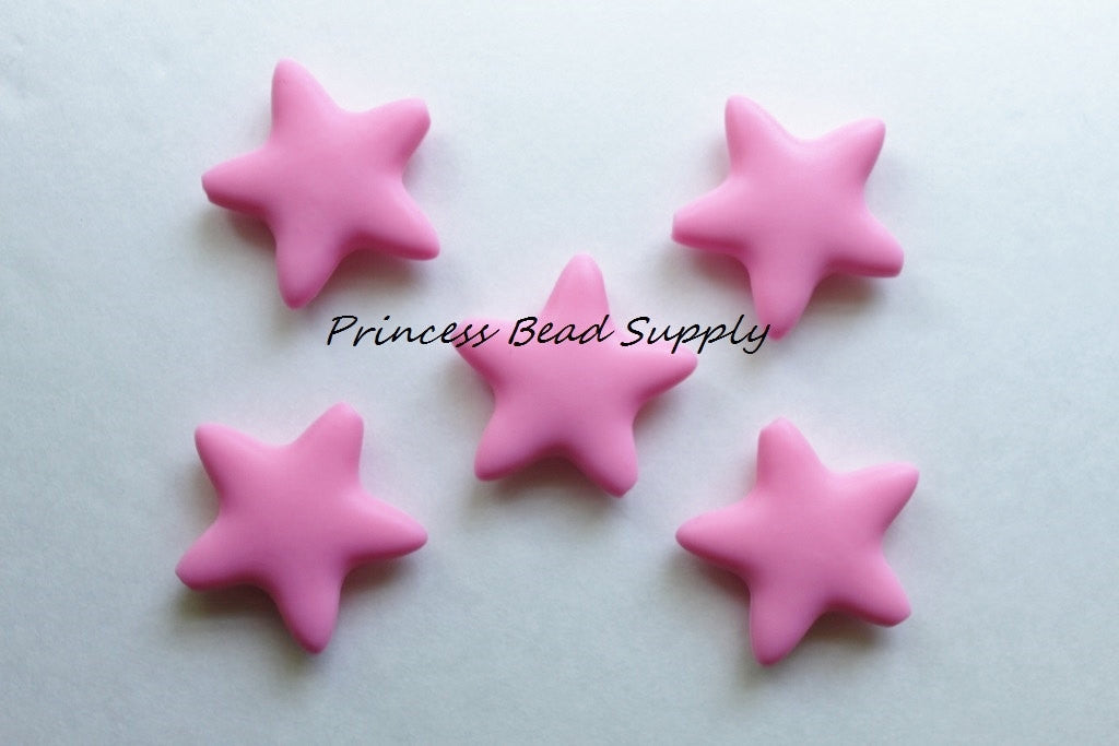 Pink Star Silicone Beads